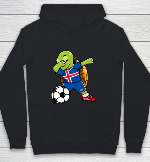 Dabbing Turtle Iceland Soccer Fans Jersey Icelandic Football Youth Hoodie