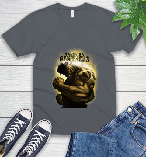 Carolina Panthers NFL Football Hulk Marvel Avengers Sports V-Neck T-Shirt 4