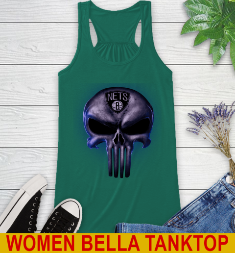 Brooklyn Nets NBA Basketball Punisher Skull Sports Racerback Tank 5