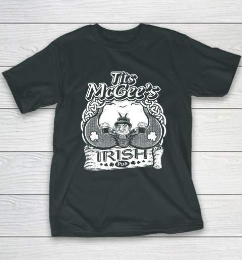 Tits McGee'ss Irish Pub Funny St. Patrick's Day Shamrocks Youth T-Shirt 3