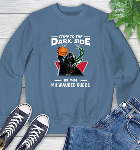 NBA Come To The Dark Side We Have Milwaukee Bucks Star Wars Darth Vader Basketball Sweatshirt 8