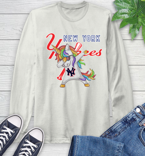 New York Yankees MLB Baseball Funny Unicorn Dabbing Sports Long Sleeve T-Shirt 12
