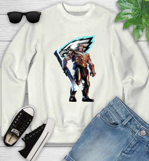 NFL Thanos Gauntlet Avengers Endgame Football Philadelphia Eagles Youth Sweatshirt
