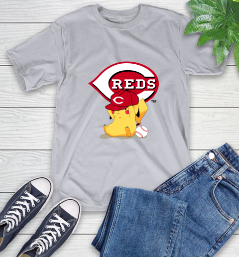 MLB Pikachu Baseball Sports Cincinnati Reds T-Shirt 6