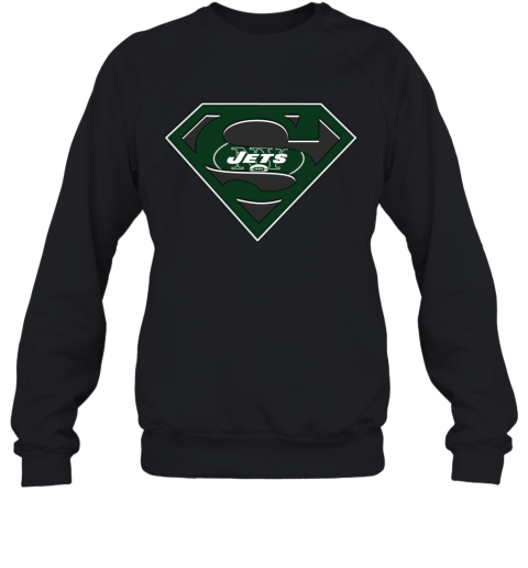NFL New York Jets LOGO Superman yi2q nfl new york jets logo superman sweatshirt 35 front black
