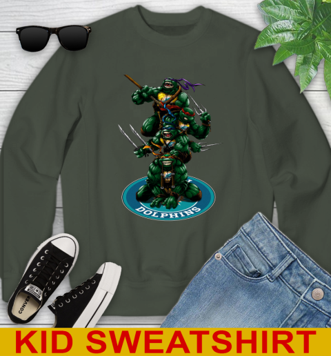 NFL Football Miami Dolphins Teenage Mutant Ninja Turtles Shirt Youth Sweatshirt 9