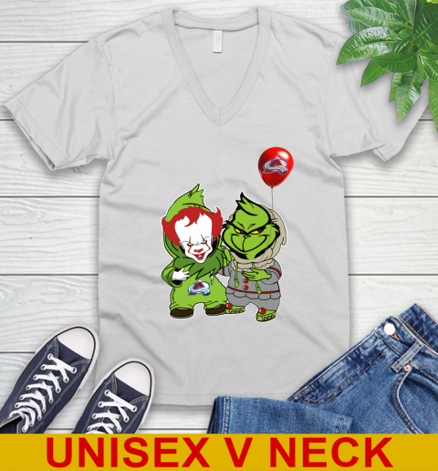 Colorado Avalanche Baby Pennywise Grinch Christmas NHL Hockey V-Neck T-Shirt