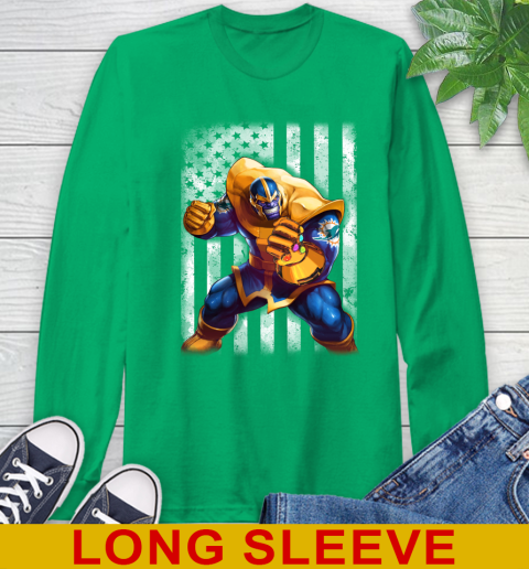 NFL Football Miami Dolphins Thanos Marvel American Flag Shirt Long Sleeve T-Shirt 8