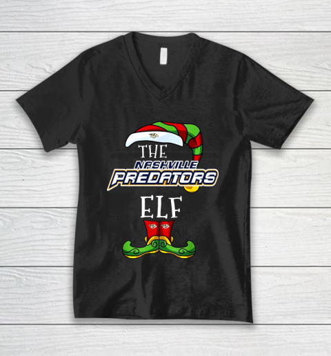 Nashville Predators Christmas ELF Funny NHL V-Neck T-Shirt