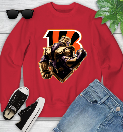 NFL Thanos Avengers Endgame Football Sports Cincinnati Bengals Youth Sweatshirt 9
