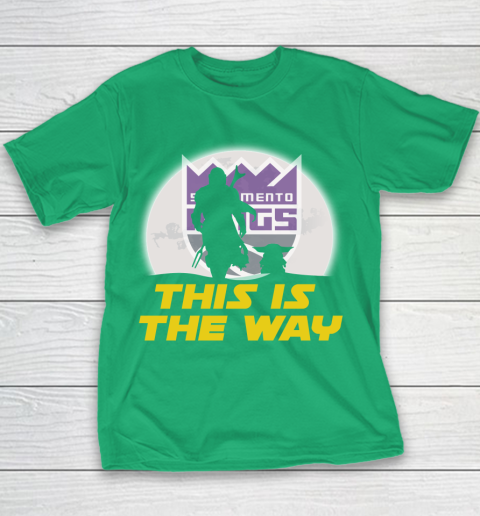 Sacramento Kings NBA Basketball Star Wars Yoda And Mandalorian This Is The Way Youth T-Shirt 3