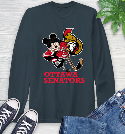 NHL Ottawa Senators Mickey Mouse Disney Hockey T Shirt Long Sleeve T-Shirt 8
