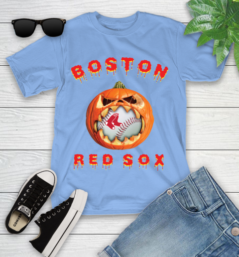 MLB Boston Red Sox Halloween Pumpkin Baseball Sports Youth T-Shirt 11