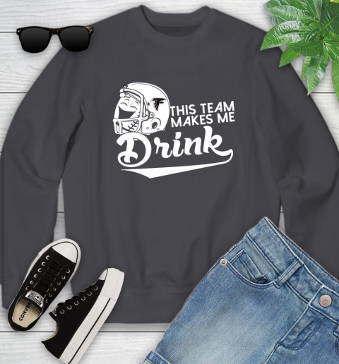 Atlanta Falcons NFL Football This Team Makes Me Drink Adoring Fan Youth Sweatshirt 5