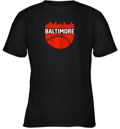 Vintage Downtown Baltimore Maryland Skyline Baseball Youth T-Shirt