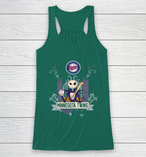 MLB Minnesota Twins Baseball Jack Skellington Halloween Racerback Tank 5