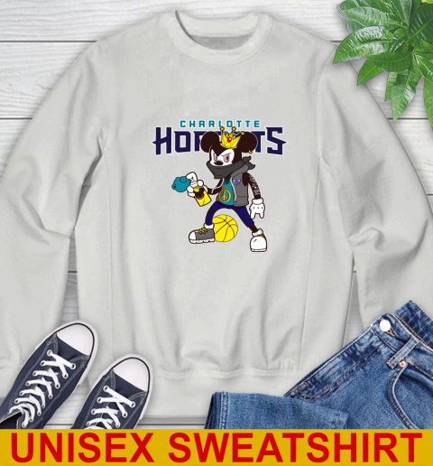 Charlotte Hornets NBA Basketball Mickey Peace Sign Sports Sweatshirt 5