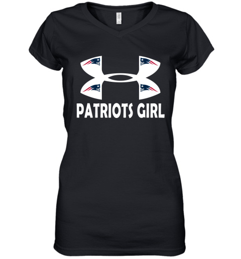 NFL New England Patriots Girl Under Armour Football Sports Wwx7F5sQPp6 women v neck t shirt 39 95 151514 front black
