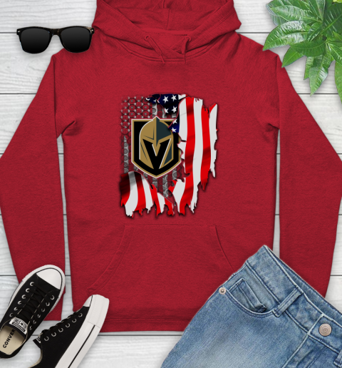 Vegas Golden Knights NHL Hockey American Flag Youth Hoodie 12