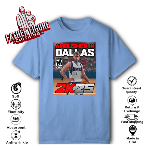 gxqt doncic and john f kennedy ambushed in dallas 2k25 classic t shirt 2 front carolina blue