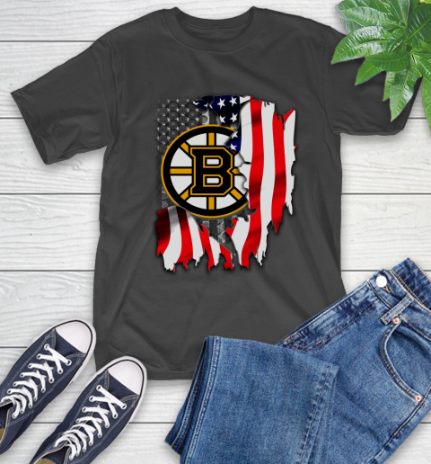 Boston Bruins NHL Hockey American Flag T-Shirt