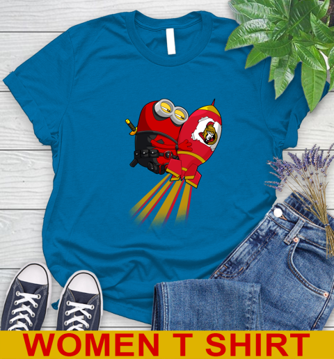 NHL Hockey Ottawa Senators Deadpool Minion Marvel Shirt Women's T-Shirt 8