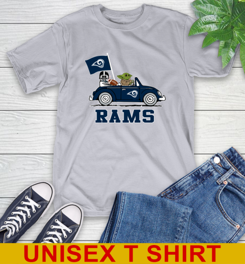 NFL Football Los Angeles Rams Darth Vader Baby Yoda Driving Star Wars Shirt T-Shirt 6
