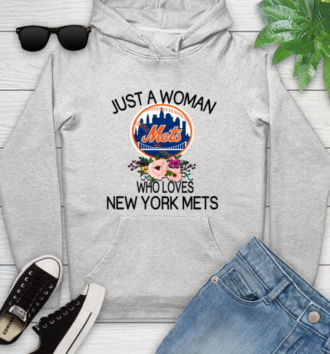 MLB Just A Woman Who Loves New York Mets Baseball Sports Youth Hoodie