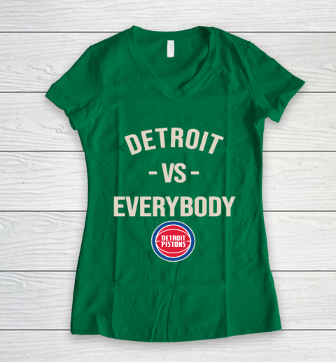 Detroit Pistons Vs Everybody Women's V-Neck T-Shirt 3