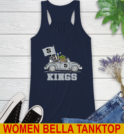 NHL Hockey Los Angeles Kings Darth Vader Baby Yoda Driving Star Wars Shirt Racerback Tank 11