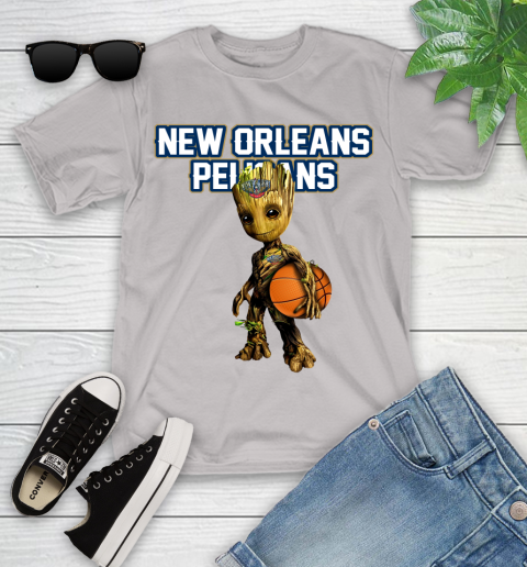 New Orleans Pelicans NBA Basketball Groot Marvel Guardians Of The Galaxy Youth T-Shirt 12