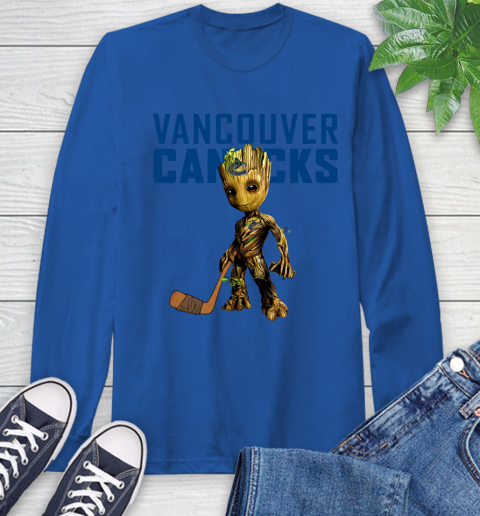 Vancouver Canucks NHL Hockey Groot Marvel Guardians Of The Galaxy Long Sleeve T-Shirt 9
