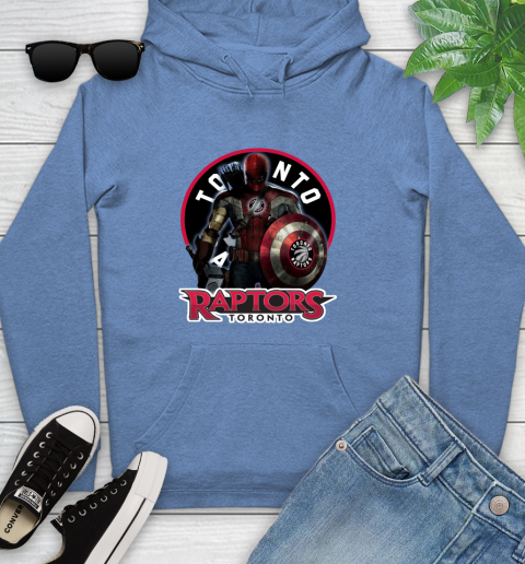 Toronto Raptors NBA Basketball Captain America Thor Spider Man Hawkeye Avengers Youth Hoodie 12