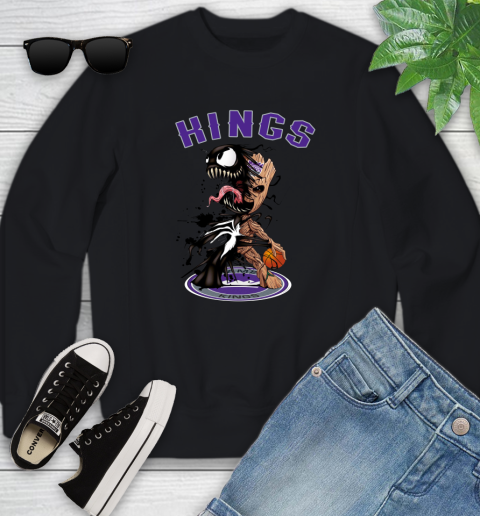 NBA Sacramento Kings Basketball Venom Groot Guardians Of The Galaxy Youth Sweatshirt 2