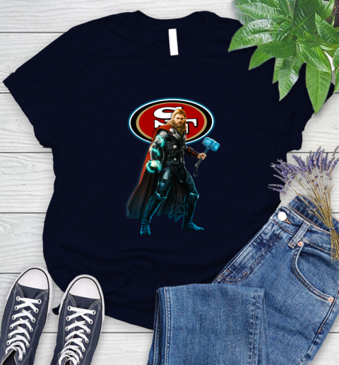 NFL Thor Avengers Endgame Football San Francisco 49ers Women's T-Shirt 3