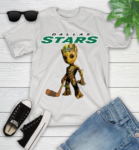 Dallas Stars NHL Hockey Groot Marvel Guardians Of The Galaxy Youth T-Shirt