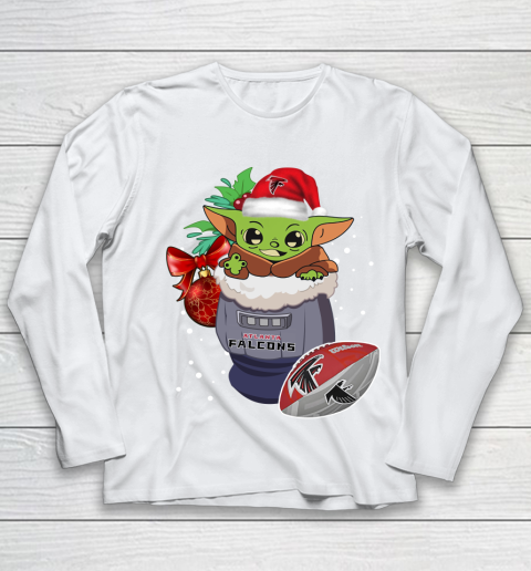 Atlanta Falcons Christmas Baby Yoda Star Wars Funny Happy NFL Youth Long Sleeve 2