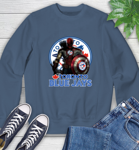 MLB Captain America Thor Spider Man Hawkeye Avengers Endgame Baseball Toronto Blue Jays Sweatshirt 7