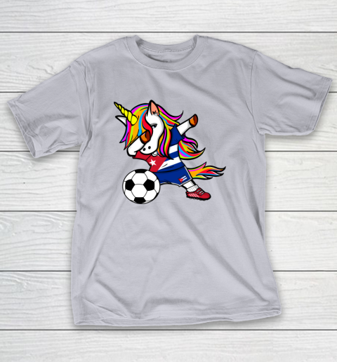 Funny Dabbing Unicorn Cuba Football Cuban Flag Soccer T-Shirt 6
