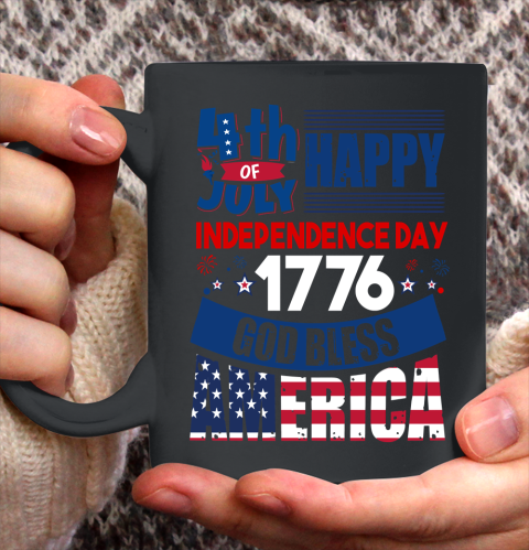 Happy Independance day 1776 God Bless America 4th Of July Ceramic Mug 11oz
