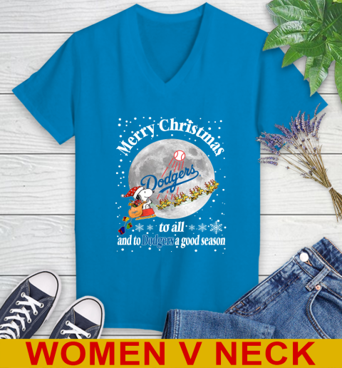 Los Angeles Dodgers Merry Christmas To All And To Dodgers A Good Season MLB Baseball Sports Women's V-Neck T-Shirt 7