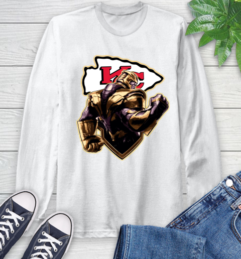 NFL Thanos Avengers Endgame Football Sports Kansas City Chiefs Long Sleeve T-Shirt
