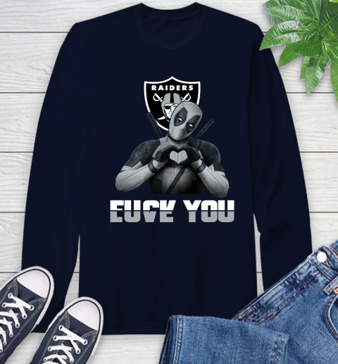 NHL Oakland Raiders Deadpool Love You Fuck You Football Sports Long Sleeve T-Shirt 3