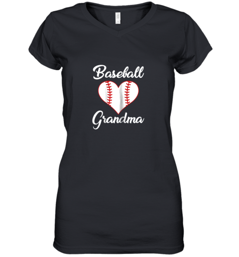 Womens Grandma Loves Baseball Women's V-Neck T-Shirt