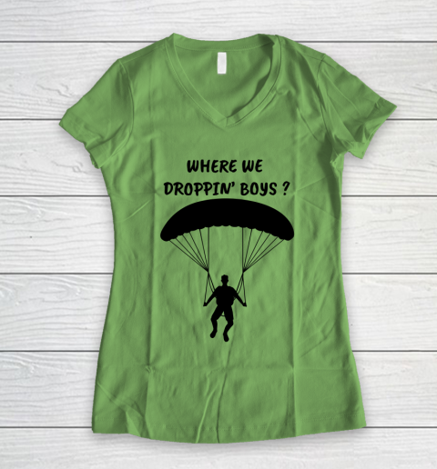 Fortnite Tshirt Where we droppin Boys Women's V-Neck T-Shirt 5