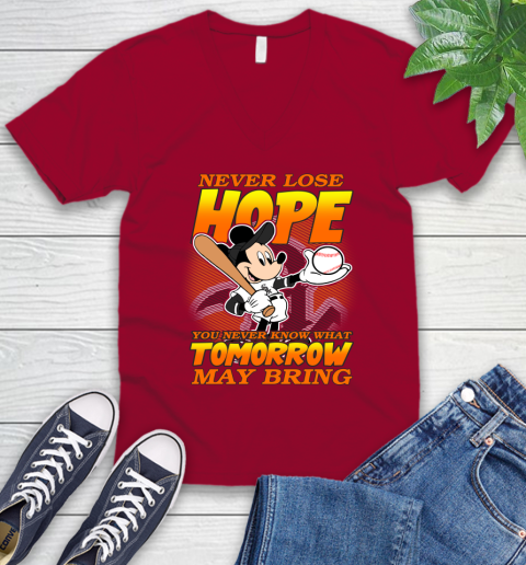 Chicago White Sox MLB Baseball Mickey Disney Never Lose Hope V-Neck T-Shirt 7
