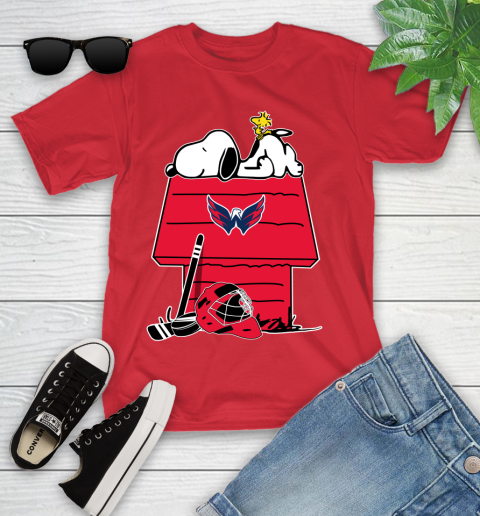 Washington Capitals NHL Hockey Snoopy Woodstock The Peanuts Movie Youth T-Shirt 10