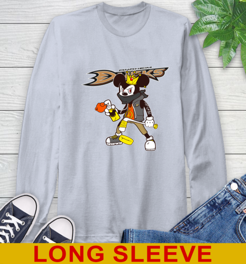 Anaheim Ducks NHL Hockey Mickey Peace Sign Sports Long Sleeve T-Shirt 6
