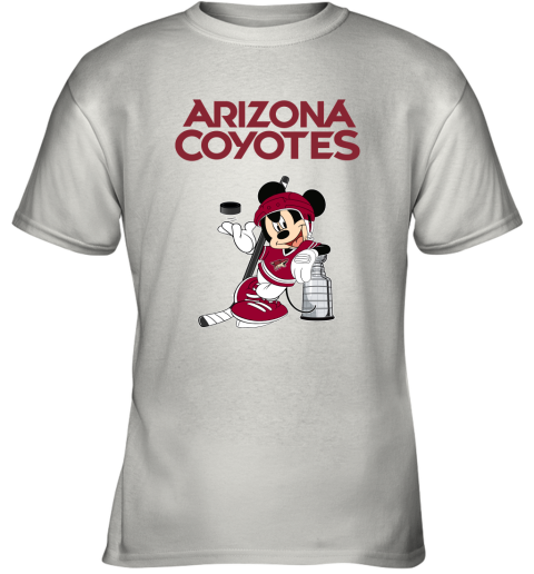 Mickey Arizona Coyotes With The Stanley Cup Hockey NHL Youth T-Shirt