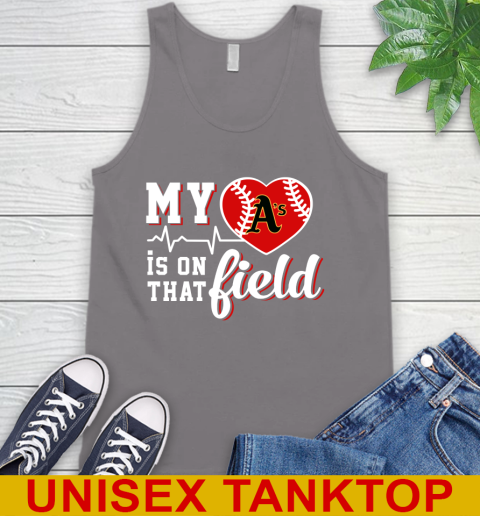 MLB My Heart Is On That Field Baseball Sports Oakland Athletics Tank Top 6